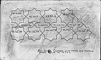 Eight-Pointed Star-Shaped Tile, Stonepaste; inglaze painted in blue, luster-painted on opaque white glaze